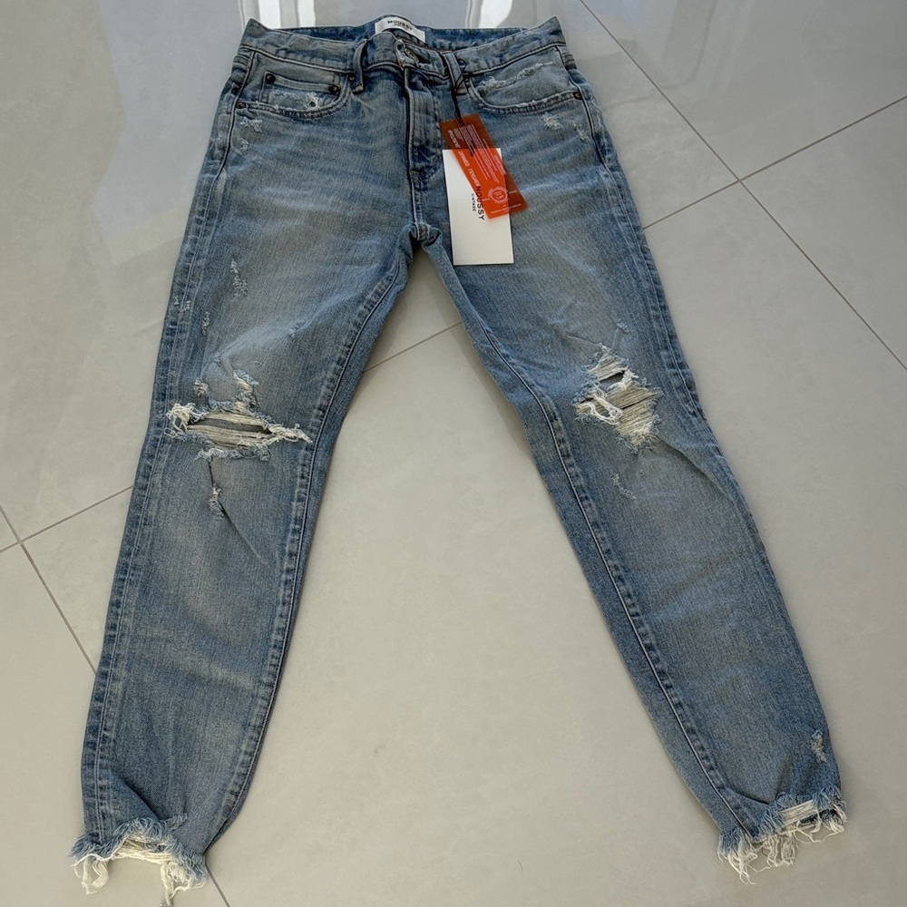 Moussy Altawoods Skinny Faded Blue Distressed Cropped Jeans